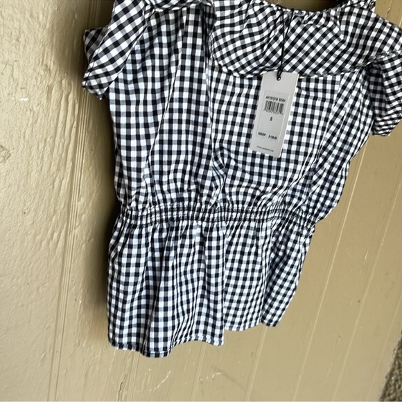 7 for all mankind Black and White Gingham Sleveless Ruffle Top - Picture 4 of 11